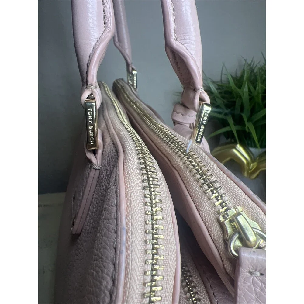Tory Burch Thea Pale Pink Classic Minimalist Style Satchel Handbag Business Bag
